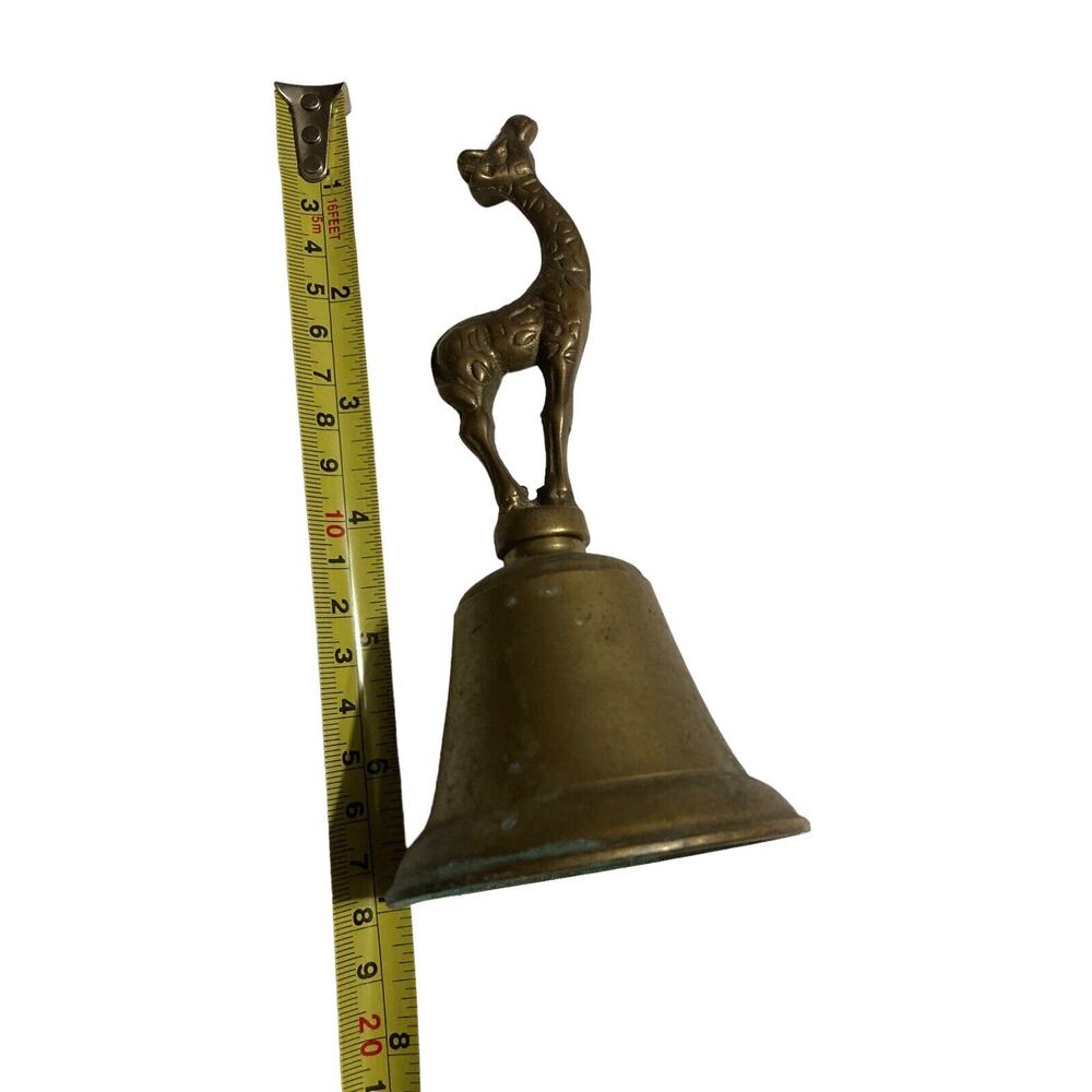 Vintage Solid Brass Giraffe Hand Held Bell 7" Paradies Collection - Picture 7 of 7